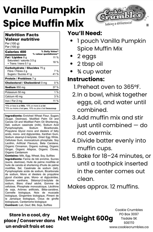 Vanilla Pumpkin Spice Muffin Mix