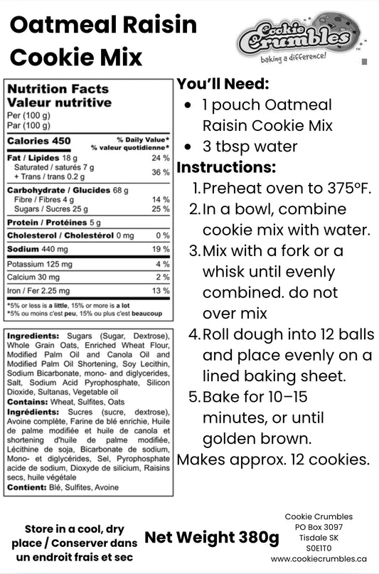 Oatmeal Raisin Cookie Mix