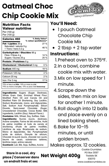 Oatmeal Choc Chip Cookie Mix