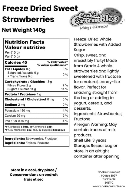 Freeze Dried Sweetened Whole Strawberries