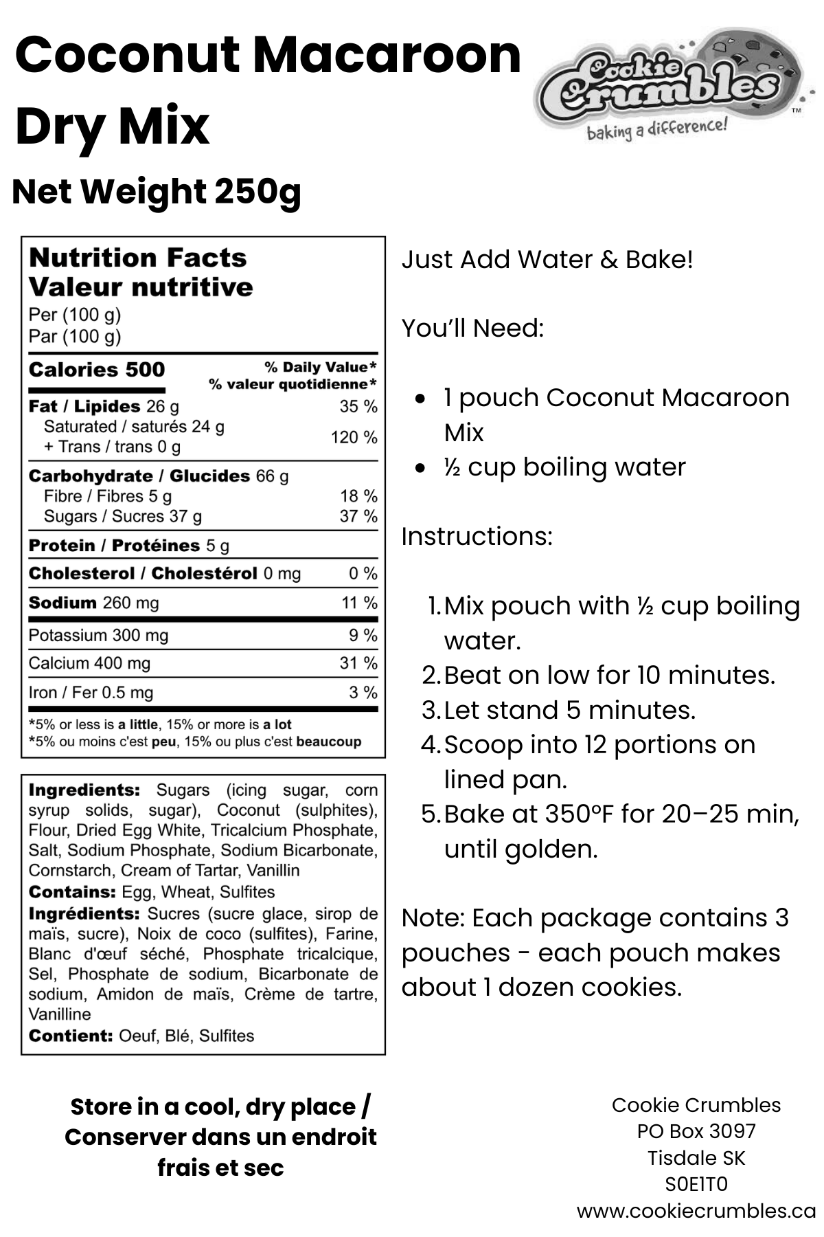 Coconut Macaroon Cookie Mix