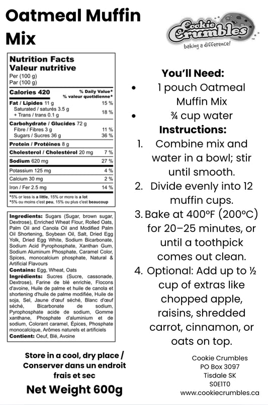 Oatmeal Muffin Mix
