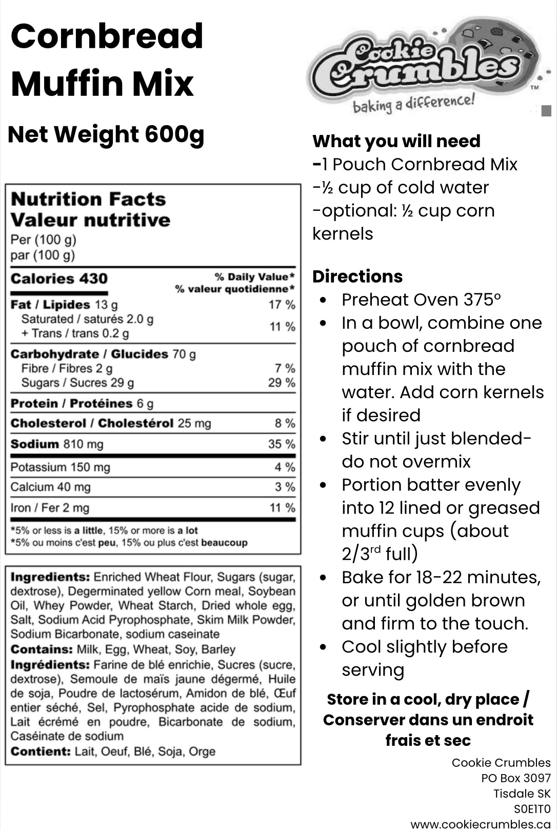 Cornbread Muffin Mix